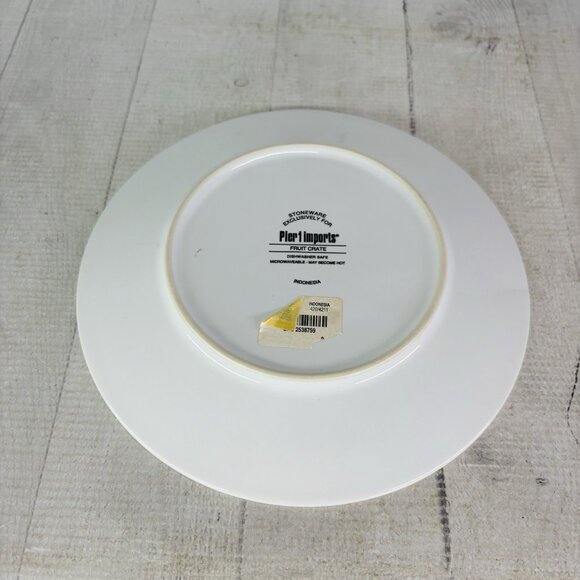 Pier 1 Phoenix Creative FRUIT CRATE Apple Pear Stoneware Salad Plates Set of 2 - Picture 5 of 11